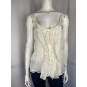 Ann Taylor Loft White Sleeveless Ruffle Swing Blouse Size Small